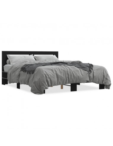 Giroletto Nero 150x200 cm in Legno Multistrato e Metallo