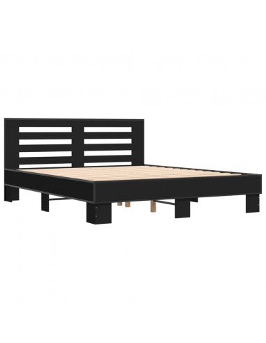 Giroletto Nero 150x200 cm in Legno Multistrato e Metallo