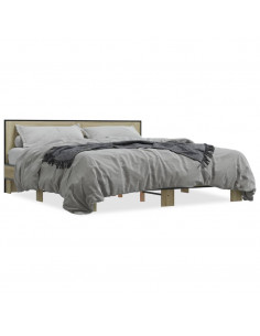 Giroletto Rovere Sonoma 200x200 cm Legno Multistrato e Metallo 2