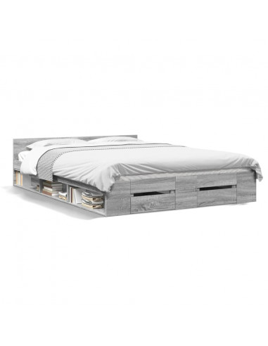 Giroletto Cassetti Grigio Sonoma 140x200 cm Legno Multistrato