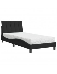 Letto con Materasso Nero 90x190 cm in Velluto 2