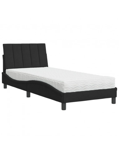 Letto con Materasso Nero 90x190 cm in Velluto
