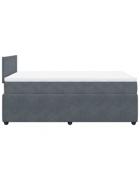Giroletto a Molle con Materasso Grigio Scuro 120x200 cm Velluto