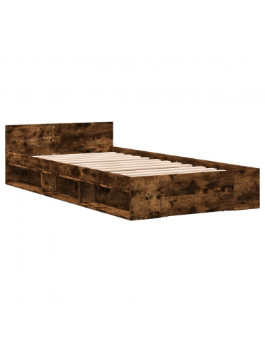 Giroletto con Cassetto Rovere Fumo 90x200 cm Legno Multistrato