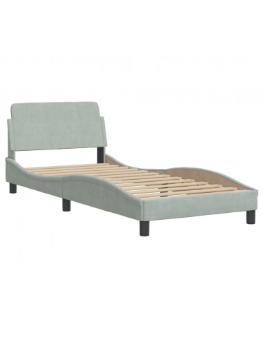 Letto con Materasso Grigio Chiaro 90x200 cm in Velluto
