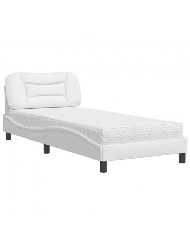Letto con Materasso Bianco 80x200 cm in Similpelle