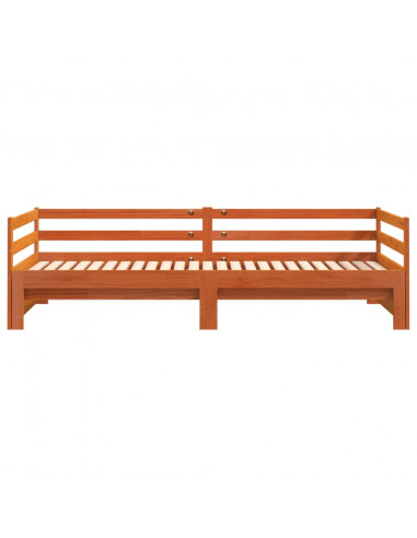 Divano con Letto Estraibile Marrone Cera 90x200cm Massello Pino