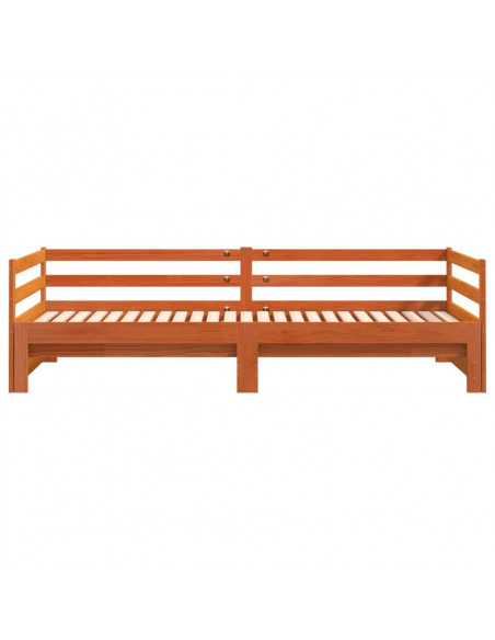 Divano con Letto Estraibile Marrone Cera 90x200cm Massello Pino