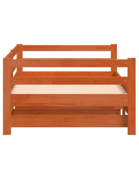 Divano con Letto Estraibile Marrone Cera 90x200cm Massello Pino
