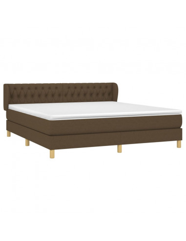 Giroletto a Molle con Materasso Marrone Scuro 180x200cm Tessuto