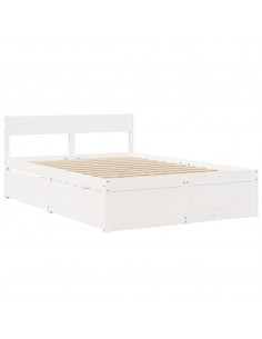 Letto senza Materasso Bianco 120x190 cm Legno Massello di Pino 2