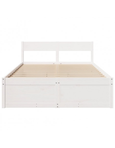 Giroletto con Cassetti Bianco 120x190 cm Legno Massello di Pino