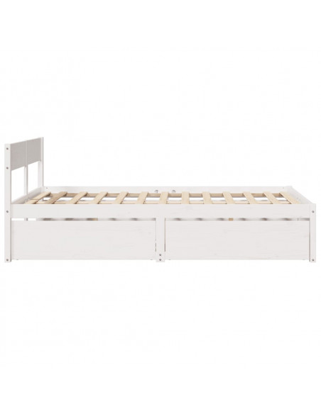 Giroletto con Cassetti Bianco 120x190 cm Legno Massello di Pino