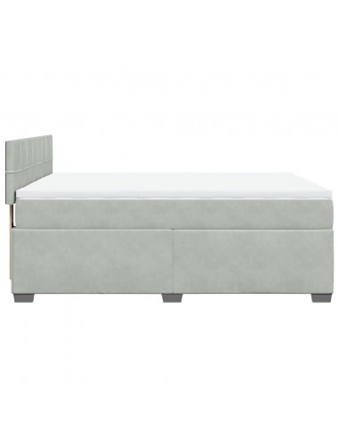 Giroletto a Molle con Materasso Grigio Chiaro 140x190cm Velluto