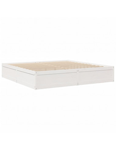 Letto con Materasso Bianco 200x200 cm in Legno Massello di Pino
