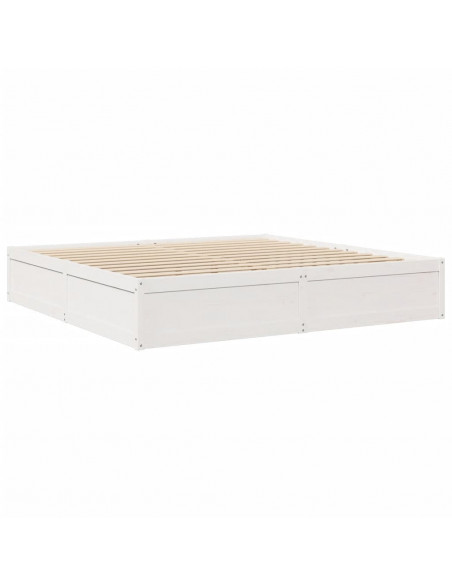 Letto con Materasso Bianco 200x200 cm in Legno Massello di Pino