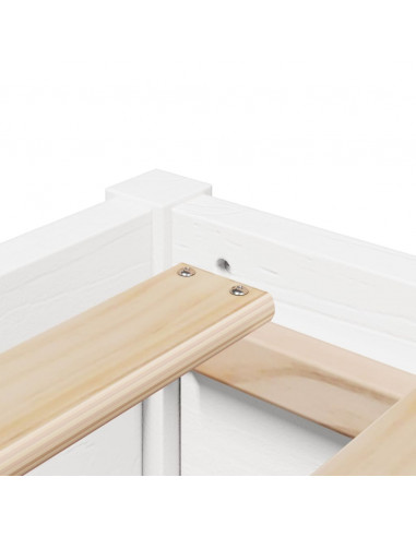 Letto con Materasso Bianco 200x200 cm in Legno Massello di Pino