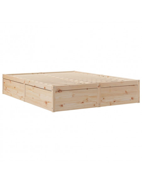 Letto con Materasso 160x200 cm in Legno Massello di Pino