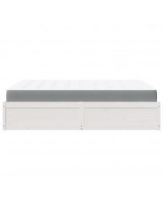 Letto con Materasso Bianco 140x200 cm in Legno Massello di Pino 2