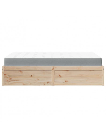 Letto con Materasso 120x200 cm in Legno Massello di Pino