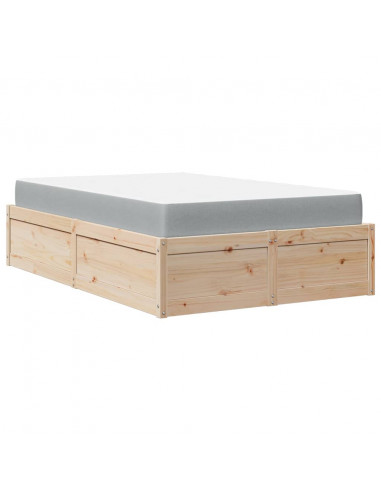 Letto con Materasso 120x200 cm in Legno Massello di Pino