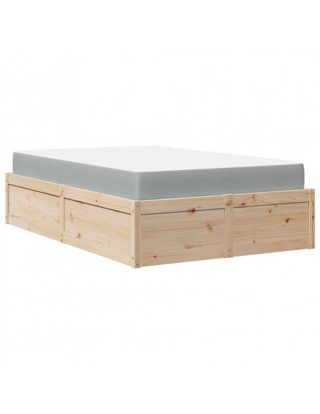 Letto con Materasso 120x200 cm in Legno Massello di Pino