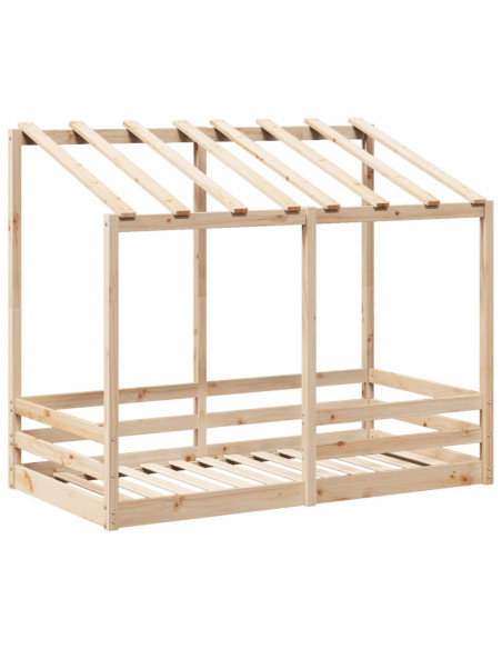 Letto per Bambini con Tetto 70x140 cm in Legno Massello di Pino