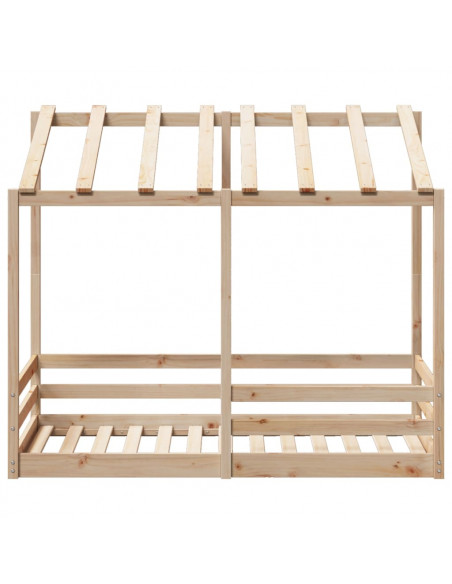 Letto per Bambini con Tetto 70x140 cm in Legno Massello di Pino