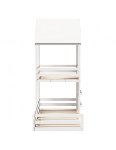 Letto a Castello con Tetto Bianco 80x200 cm Legno Massello Pino