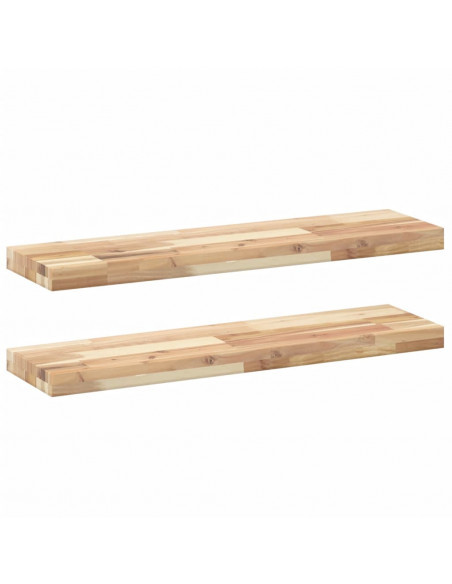 Mensole da Parete 2 pz 80x20x4 cm Legno Acacia Non Trattato