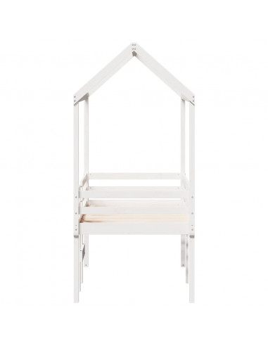 Letto a Soppalco con Tetto Bianco 80x200 cm in Legno di Pino