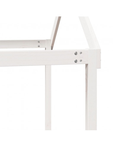 Letto a Soppalco con Tetto Bianco 80x200 cm in Legno di Pino