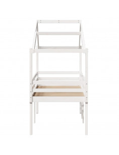 Letto a Soppalco con Tetto Bianco 90x190 cm in Legno di Pino 2