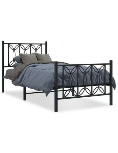 Giroletto con Testiera e Pediera Metallo Nero 90x200 cm