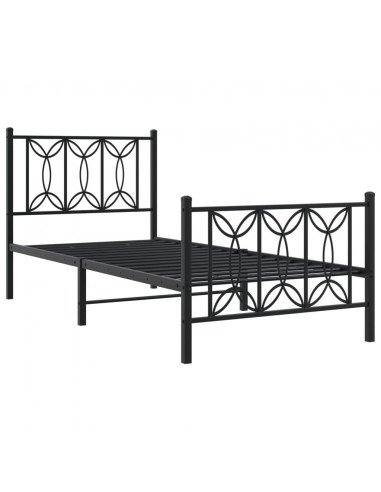 Giroletto con Testiera e Pediera Metallo Nero 90x200 cm