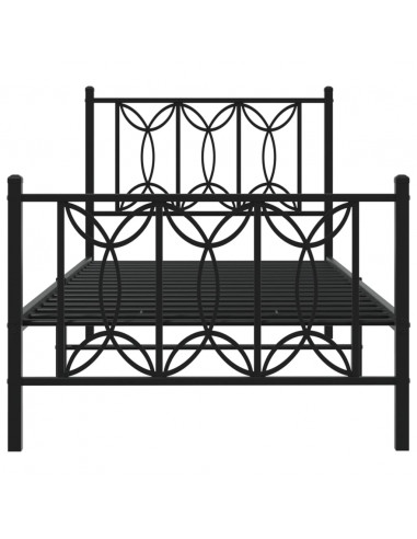 Giroletto con Testiera e Pediera Metallo Nero 90x200 cm