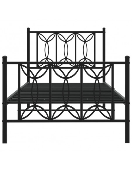 Giroletto con Testiera e Pediera Metallo Nero 90x200 cm