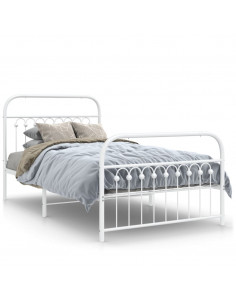 Giroletto con Testiera e Pediera Metallo Bianco 100x200 cm 2