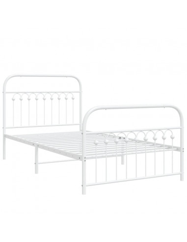 Giroletto con Testiera e Pediera Metallo Bianco 100x200 cm