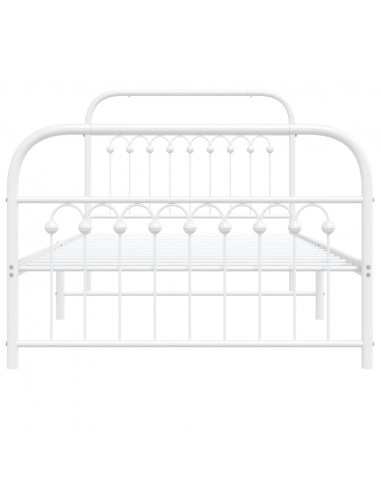 Giroletto con Testiera e Pediera Metallo Bianco 100x200 cm