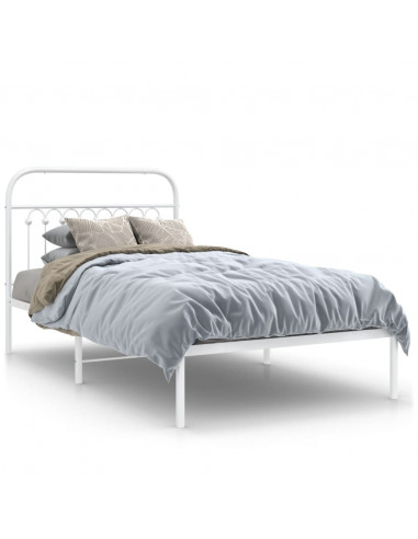 Giroletto con Testiera Metallo Bianco 100x190 cm