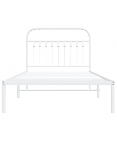 Giroletto con Testiera Metallo Bianco 100x190 cm