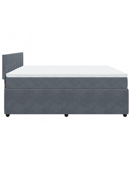 Giroletto a Molle con Materasso Grigio Scuro 200x200 cm Velluto