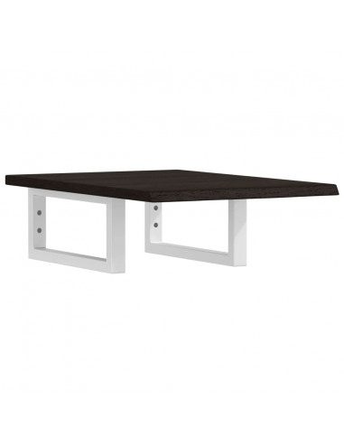 Ripiano a Parete per Lavabo in Acciaio e Massello di Rovere