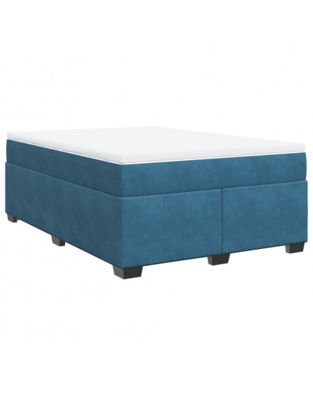 Giroletto a Molle con Materasso Blu Scuro 140x190 cm in Velluto