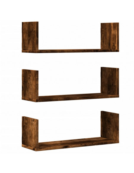 Mensole da Parete 2pz Rovere Fumo 58x18x18 cm in Truciolato