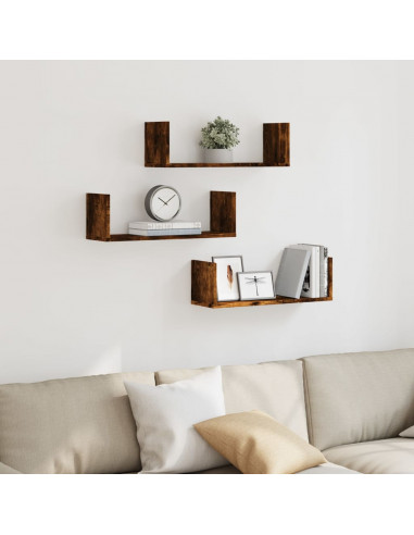 Mensole da Parete 2pz Rovere Fumo 58x18x18 cm in Truciolato