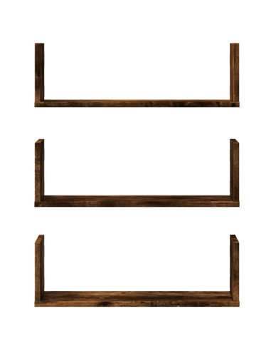 Mensole da Parete 2pz Rovere Fumo 58x18x18 cm in Truciolato