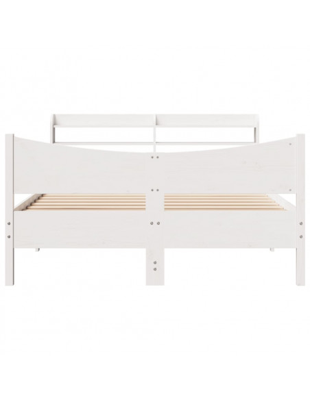 Giroletto con Testiera Bianco 150x200 cm Legno Massello di Pino