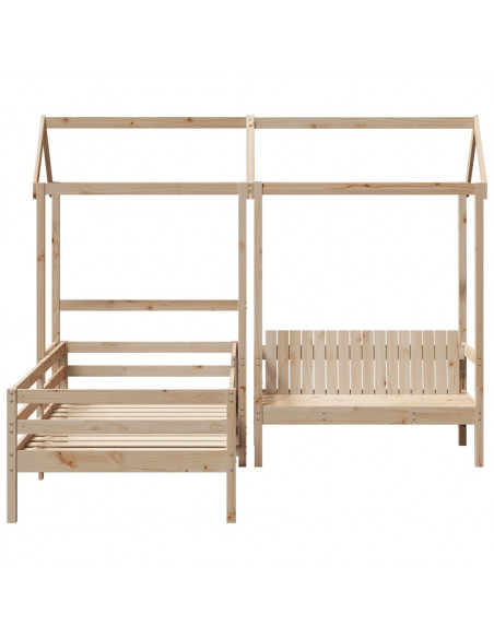 Giroletto con Panca e Tetto 90x200 cm in Legno Massello di Pino